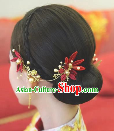 China Ancient Bride Hair Sticks Traditional Wedding Hair Accessories Flowers Hairpins Full Set