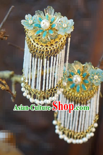 China Traditional Beads Tassel Hair Sticks Wedding Xiuhe Suit Hair Accessories Bride Hairpins