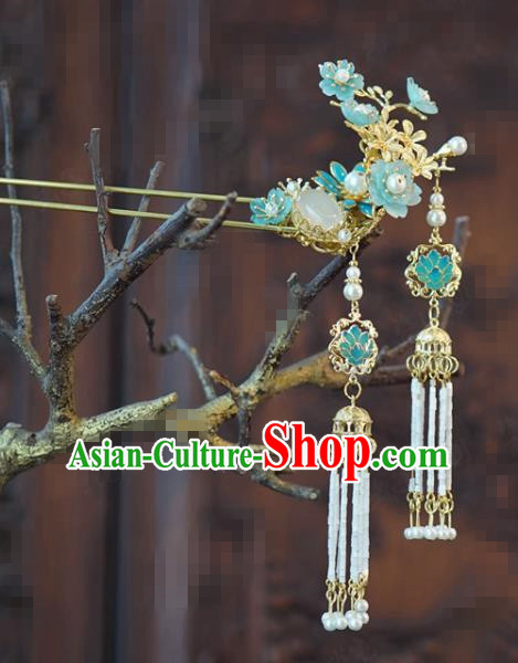 China Traditional Bride Tassel Hairpins Hair Sticks Wedding Xiuhe Suit Hair Accessories