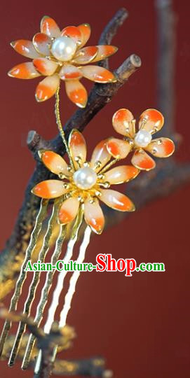 China Traditional Flowers Hair Comb Wedding Xiuhe Suit Hair Accessories Bride Pearls Hairpin Hair Stick