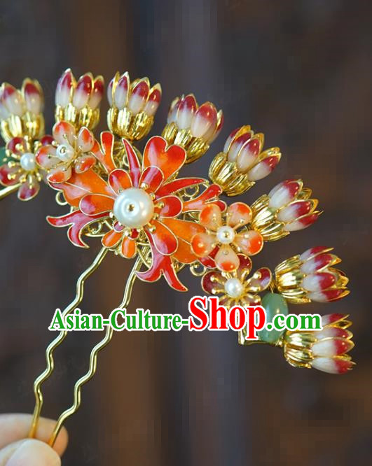 China Traditional Wedding Flowers Hair Stick Xiuhe Suit Hair Accessories Bride Plum Blossom Hairpin
