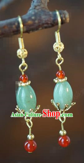 Top Grade Traditional Qing Dynasty Ear Accessories China Ancient Court Empress Jade Earrings Jewelry