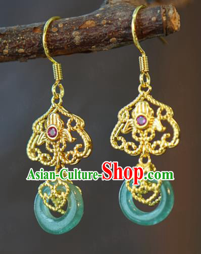 Top Grade Traditional Qing Dynasty Jade Ear Jewelry Accessories China Ancient Court Woman Earrings