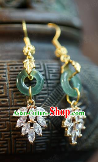 Top Grade Traditional Hanfu Accessories Jade Ear Jewelry China Ancient Bride Crystal Earrings