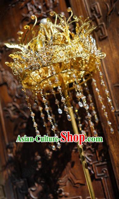 Chinese Ancient Bride Props Traditional Handmade Wedding Tassel Golden Scepter