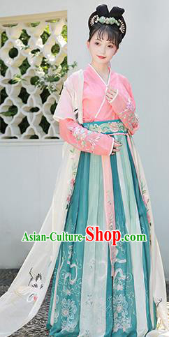 China Traditional Tang Dynasty Royal Princess Hanfu Dress Clothing Ancient Palace Lady Costumes