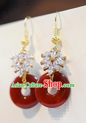 Top Grade Ancient Bride Agate Earrings China Traditional Hanfu Accessories Crystal Ear Jewelry