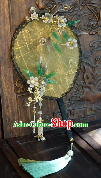 Chinese Ancient Wedding Prop Traditional Jewelry Accessories Handmade Court Silk Plum Palace Fan