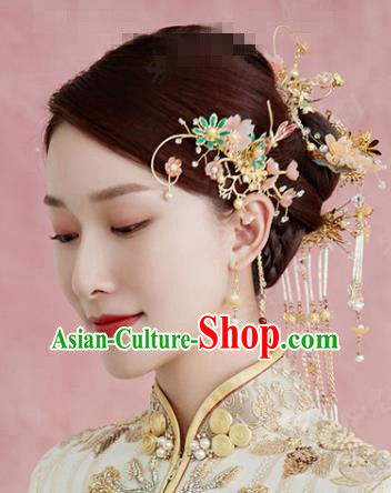 China Traditional Xiuhe Suit Hair Combs Ancient Bride Hairpins Wedding Luxury Hair Accessories Full Set