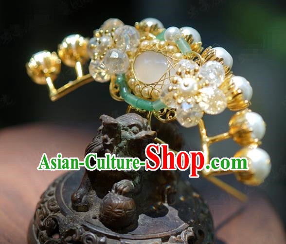 China Wedding Little Hair Crown Traditional Xiuhe Suit Hair Accessories Ancient Chalcedony Hair Stick Jewelry