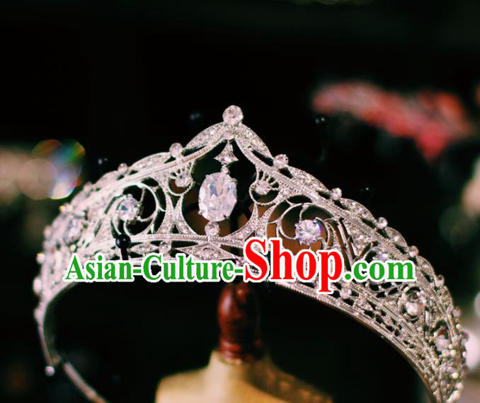 European Retro Zircon Royal Crown Wedding Bride Hair Accessories Crystal Hair Clasp