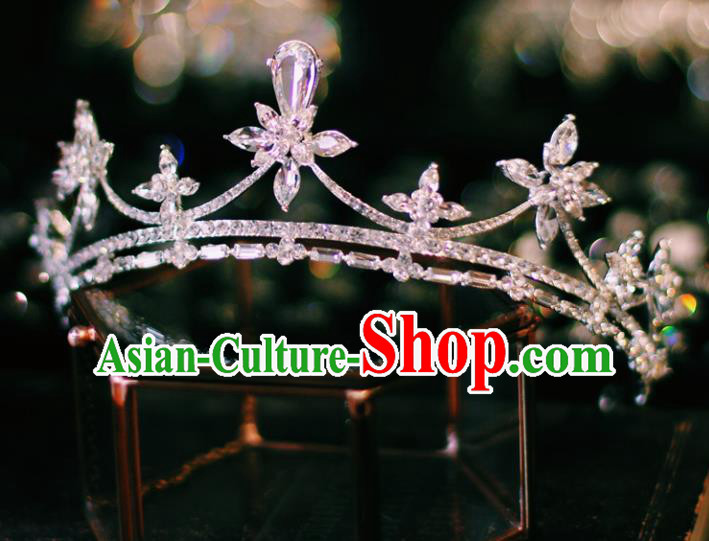 Baroque Retro Zircon Royal Crown European Wedding Bride Hair Accessories Crystal Hair Clasp