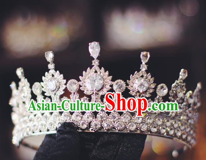 Baroque Retro Zircon Royal Crown Princess Crystal Hair Clasp European Wedding Bride Hair Accessories