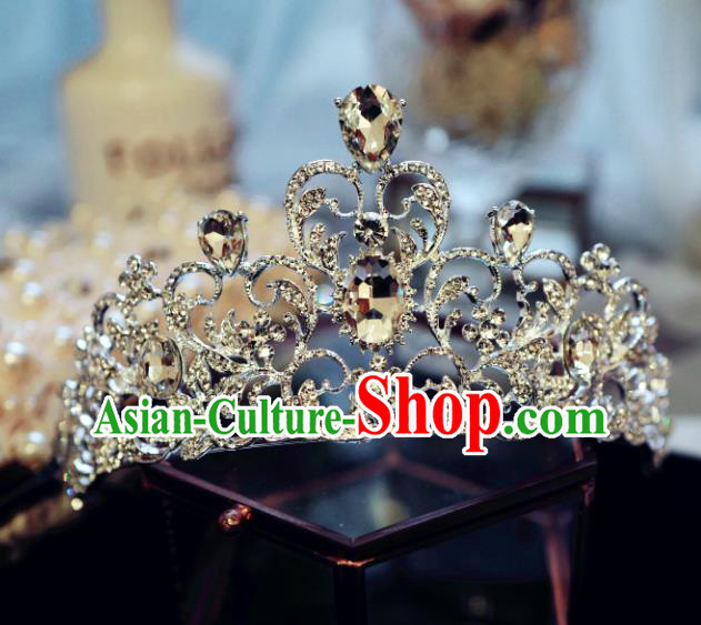 Handmade Wedding Bride Hair Accessories European Princess Hair Clasp Baroque Retro Zircon Royal Crown