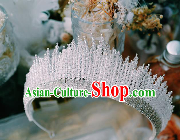 Handmade Wedding Beads Royal Crown Baroque Bride Hair Accessories European Headband