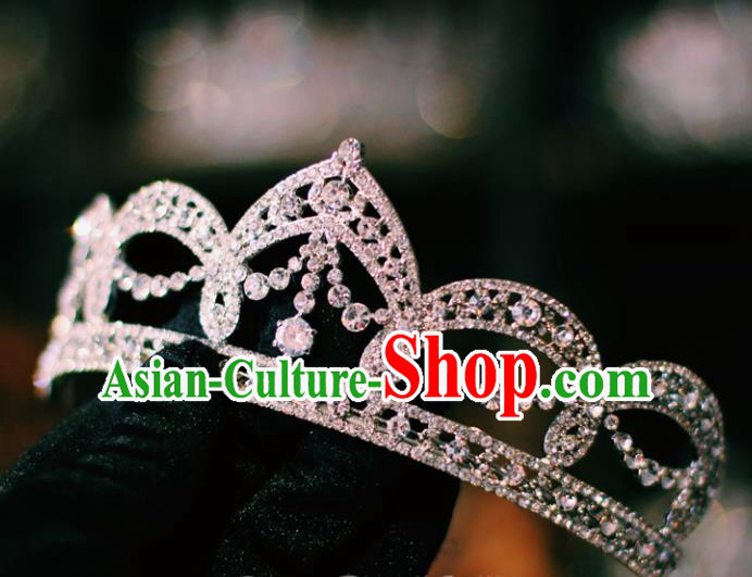 Handmade Baroque Bride Royal Crown European Court Princess Headwear Wedding Crystal Hair Accessories