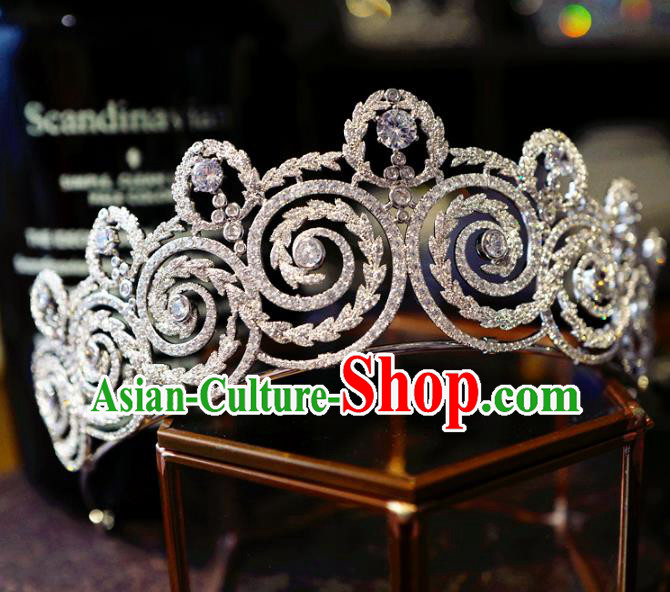 Baroque Zircon Royal Crown European Princess Headwear Handmade Wedding Luxury Jewelry Accessories