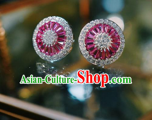 Top Grade Baroque Bride Rosy Crystal Ear Jewelry European Zircon Earrings Accessories