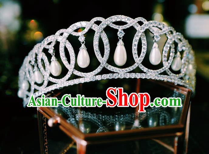 Baroque Princess Zircon Royal Crown European Wedding Bride Hair Accessories Court Hair Jewelry