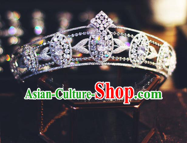 Baroque Princess Zircon Royal Crown Court Hair Jewelry European Wedding Bride Hair Accessories