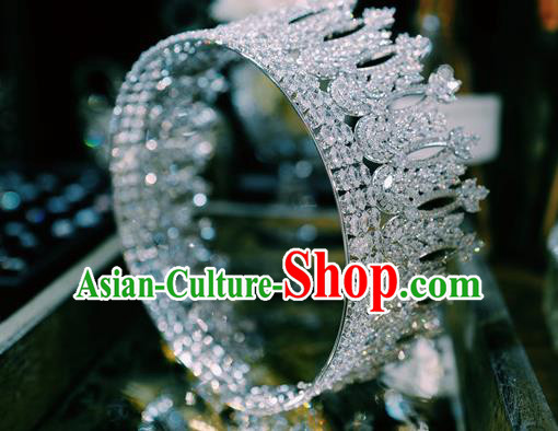 Baroque Court Hair Jewelry European Wedding Bride Hair Accessories Princess Zircon Round Royal Crown