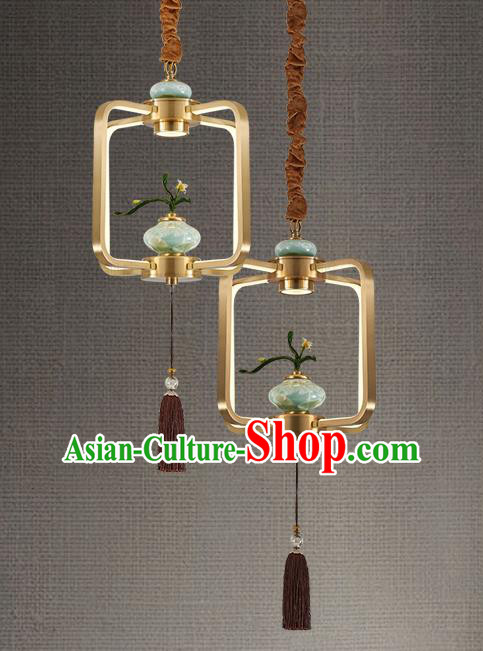 Chinese Traditional Handmade Ceiling Lantern Classical Ceramics Vase Lamp