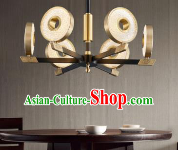 Chinese Traditional Classical Brass Lamp Handmade Six Light Ceiling Lantern