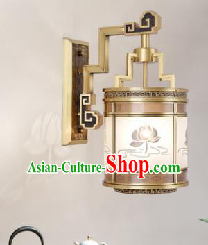 Top Grade Chinese Traditional Handmade Brass Wall Lantern Classical Printing Lotus Palace Lanterns