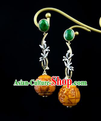 Top Grade Chinese Traditional Classical Argent Orchid Earrings Handmade Beeswax Ear Jewelry Accessories