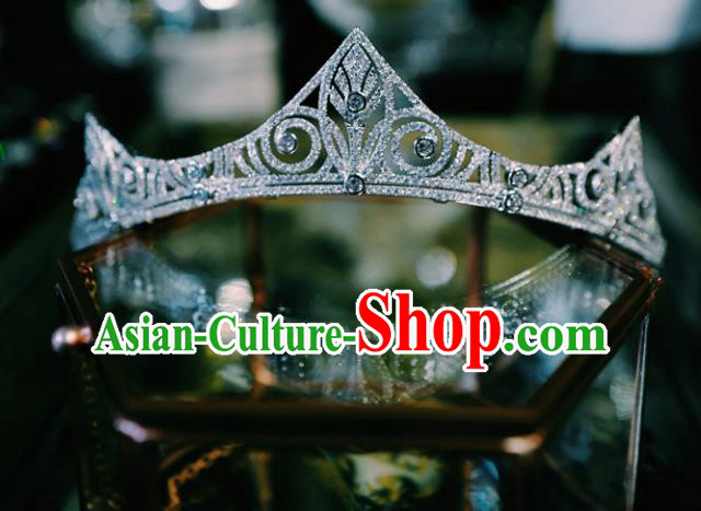 European Princess Birthday Zircon Headwear Baroque Bride Crystal Royal Crown Handmade Wedding Jewelry Accessories