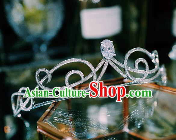 Handmade Wedding Crystal Jewelry Accessories Baroque Bride Zircon Royal Crown European Princess Argent Hair Clasp