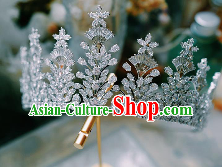 Handmade Baroque Bride Wedding Zircon Royal Crown Crystal Jewelry Accessories European Princess Headwear