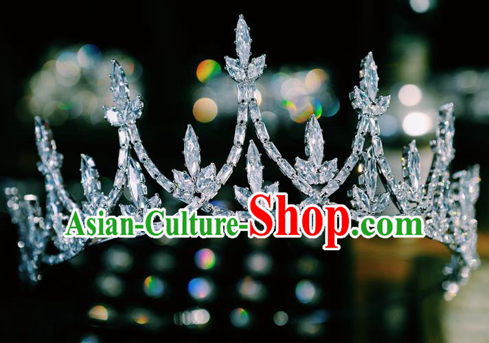 Handmade Crystal Jewelry Accessories European Princess Headwear Baroque Bride Wedding Zircon Royal Crown