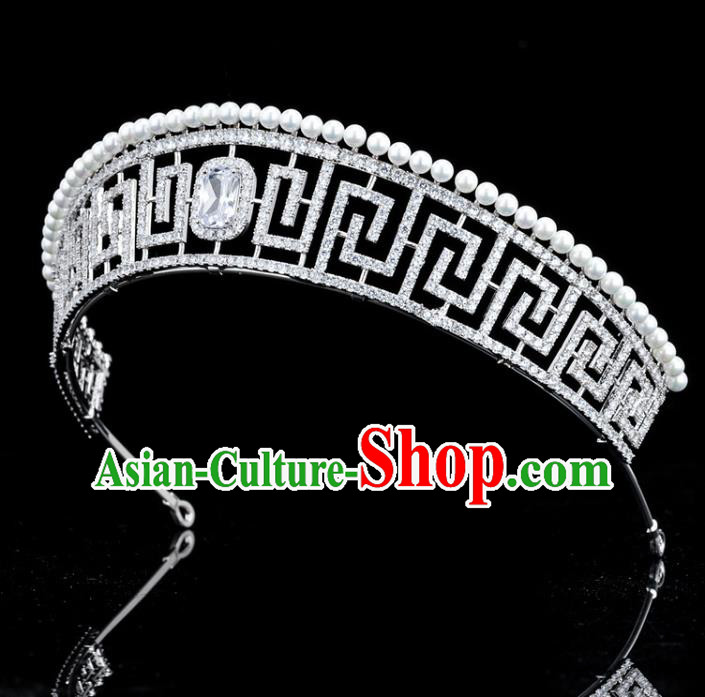 Handmade Baroque Queen Wedding Luxury Zircon Royal Crown European Princess Headwear Jewelry Accessories