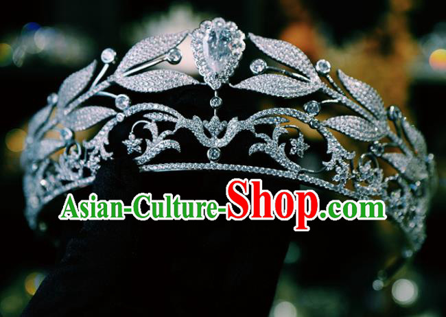 Handmade Wedding Luxury Royal Crown Baroque Zircon Hair Clasp Women Jewelry Accessories European Princess Headwear