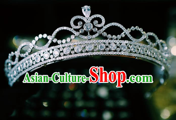 European Princess Headwear Handmade Wedding Luxury Zircon Royal Crown Baroque Hair Clasp Women Jewelry Accessories