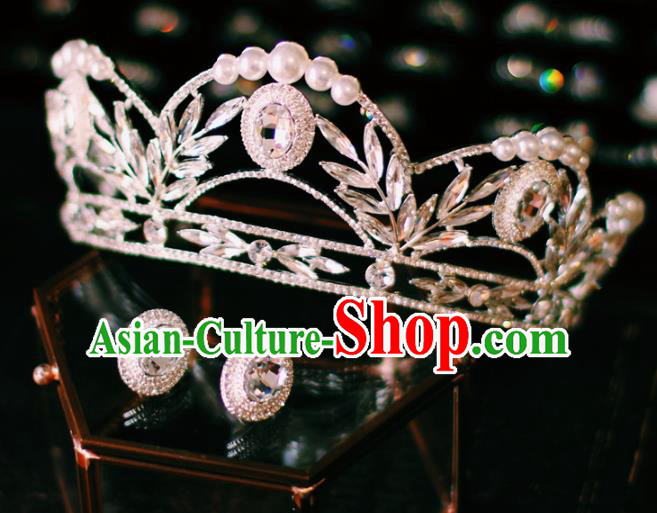 Handmade Luxury Zircon Royal Crown Baroque Wedding Women Jewelry Accessories European Princess Headwear