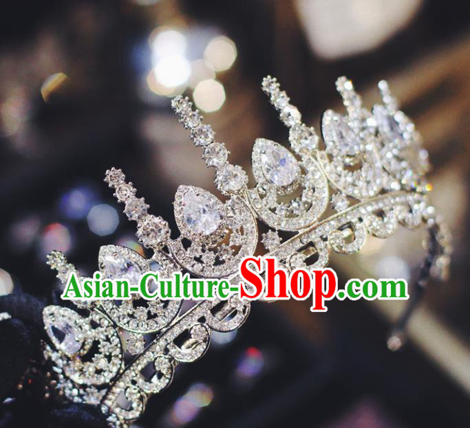 Baroque Princess Wedding Jewelry Accessories European Bride Headwear Handmade Women Luxury Zircon Royal Crown