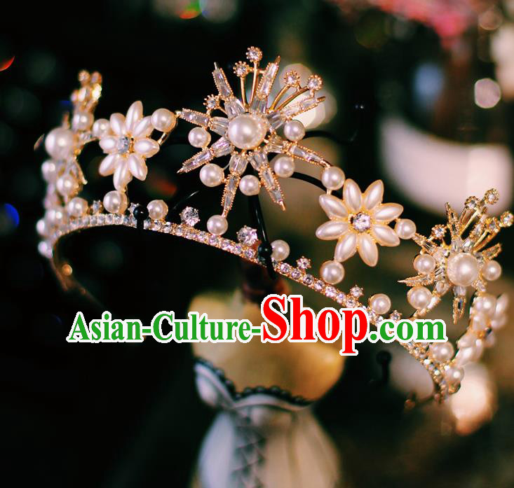 Top Bride Headwear European Wedding Jewelry Accessories Baroque Queen Pearls Royal Crown