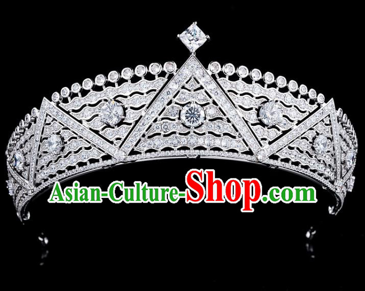 European Retro Hair Accessories Bride Zircon Royal Crown Wedding Princess Jewelry
