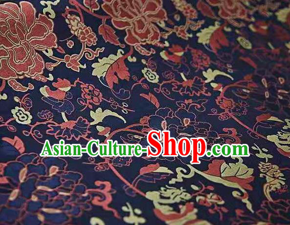 Chinese Classical Peony Pattern Design Purple Song Brocade Fabric Asian Traditional Silk Material