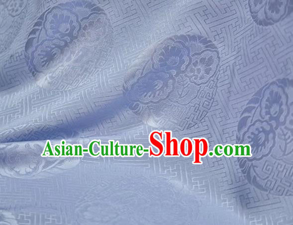 Chinese Classical Peony Pattern Design Light Blue Mulberry Silk Fabric Asian Traditional Cheongsam Silk Material