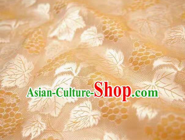 Chinese Classical Grape Leaf Pattern Design Orange Mulberry Silk Fabric Asian Traditional Cheongsam Silk Material