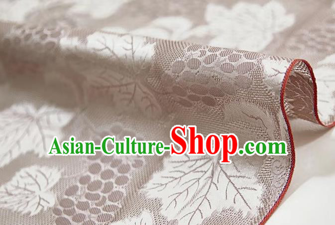 Chinese Classical Grape Leaf Pattern Design Light Khaki Mulberry Silk Fabric Asian Traditional Cheongsam Silk Material