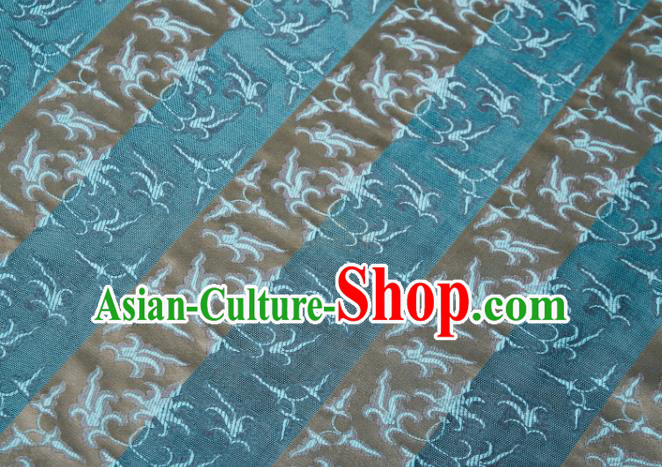 Chinese Classical Jacquard Pattern Design Blue Mulberry Silk Fabric Asian Traditional Cheongsam Silk Material