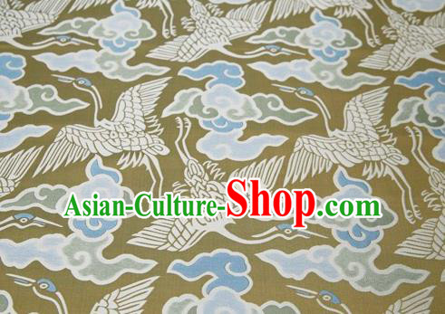 Chinese Classical Cloud Crane Pattern Design Golden Song Brocade Fabric Asian Traditional Silk Material