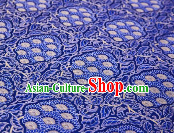 Chinese Classical Lotus Pattern Design Royalblue Song Brocade Fabric Asian Traditional Silk Material