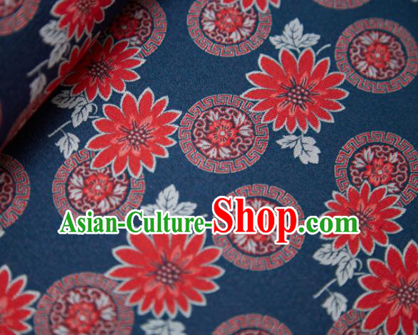 Chinese Classical Sunflowers Pattern Design Navy Song Brocade Fabric Asian Traditional Silk Material