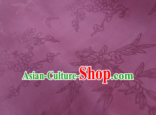 Chinese Classical Plum Pattern Design Purple Mulberry Silk Fabric Asian Traditional Cheongsam Silk Material