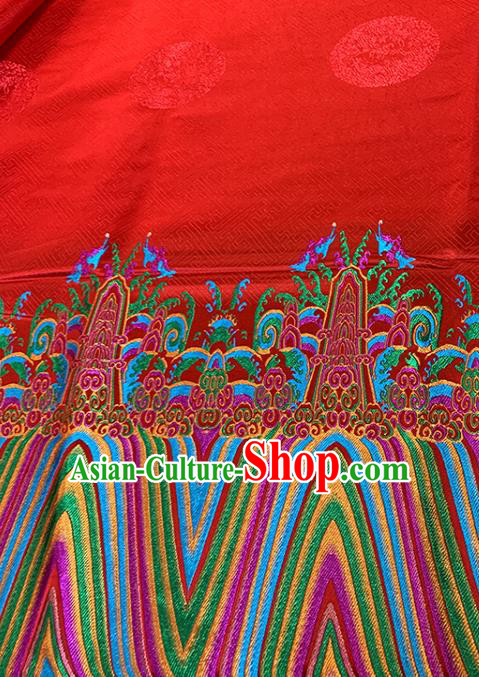 Chinese Classical Pattern Design Red Brocade Fabric Asian Traditional Satin Tang Suit Silk Material